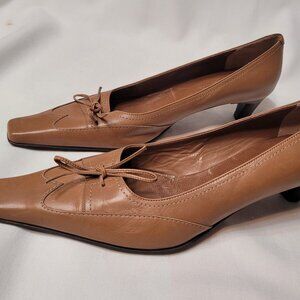 Vintage Jil Rocco Women's Brown Pumps Shoes Bow Made in Italy Size EU39 US8
